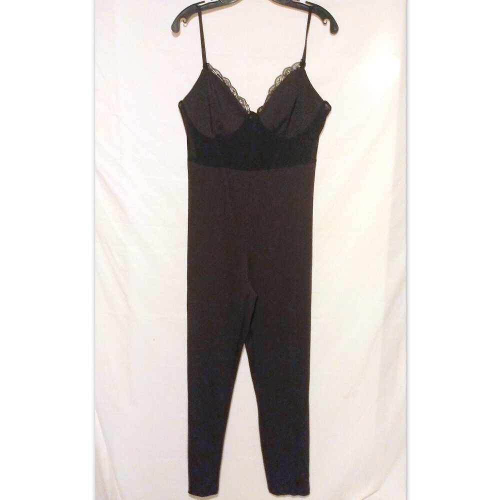 Shein SXY Black Catsuit Lace Trim 2XL Sexy Clubwear Bodycon Night-Out Evening